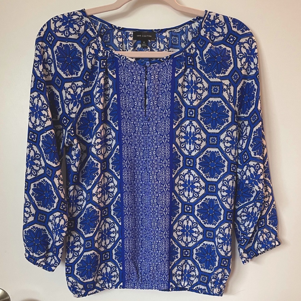 The Limited 3/4 Sleeve Patterned Blouse